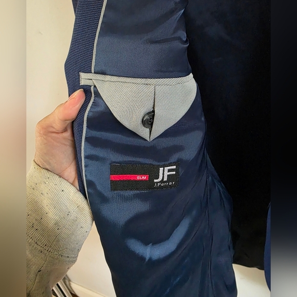 J.Ferrar Blue Blazer Slim Fit - Picture 3 of 5